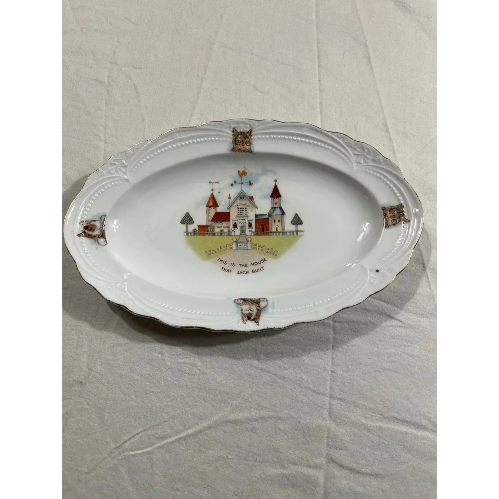 Edwin M Knowles Ironstone Childs Plate This Is The House That Jack Built 9.75